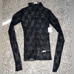 Free People Sweet Secrets Black Lace Turtleneck Top
